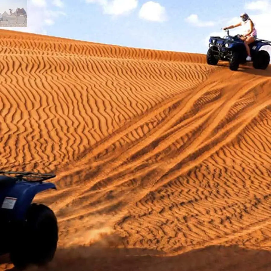 Dubai Desert Safari Camel Ride Sandboarding, Quad Bike 